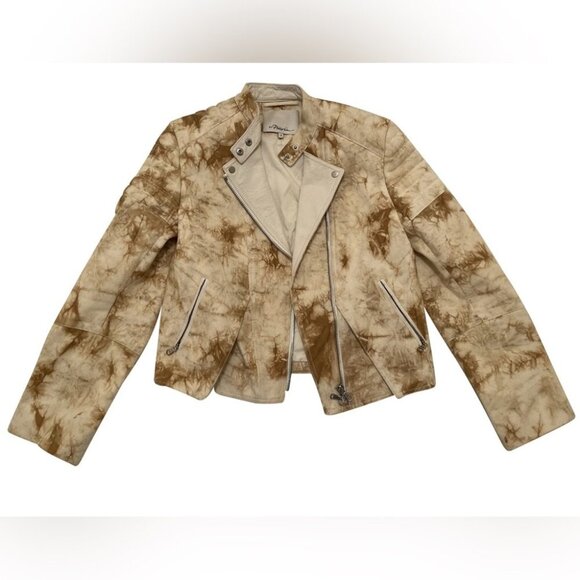 3.1 Phillip Lim Cream Fabric Leather Jacket Stand-Up Collar w matching Shorts 4